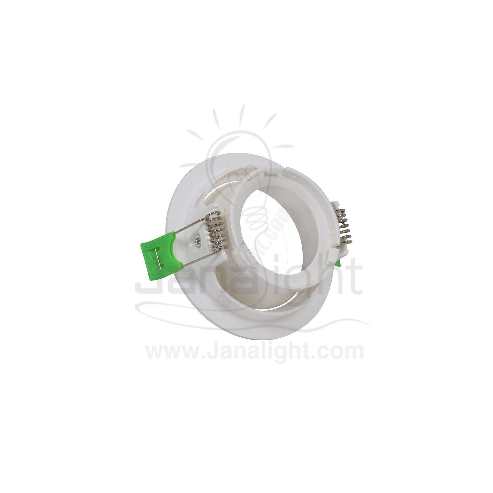 سبوت لايت فارغ متحرك مدور بلاستك ابيض ابيض جنى لايت Jn402 Spotlight Frame White Round